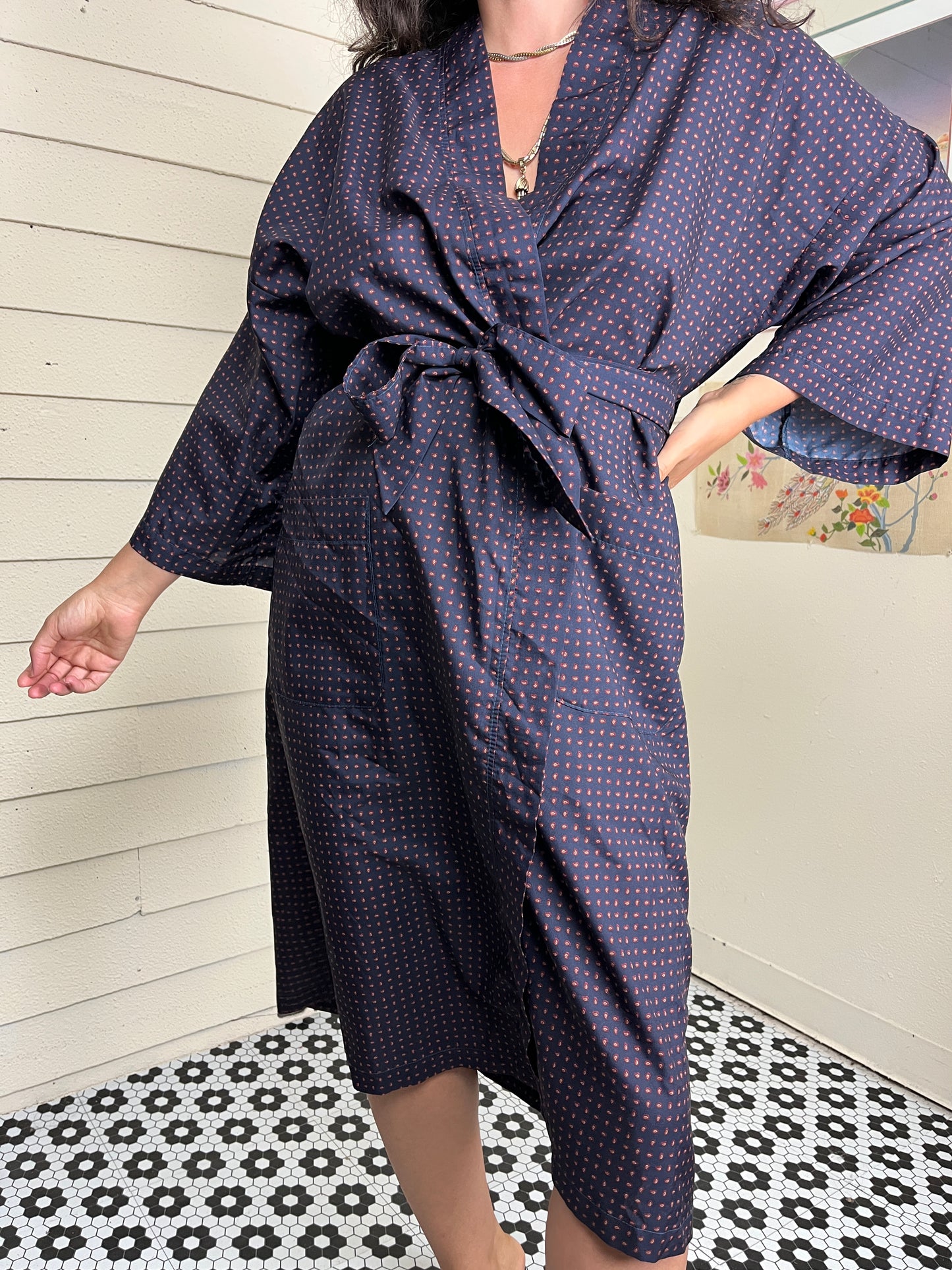 70s CHRISTIAN DIOR PAISLEY ROBE (small to large)