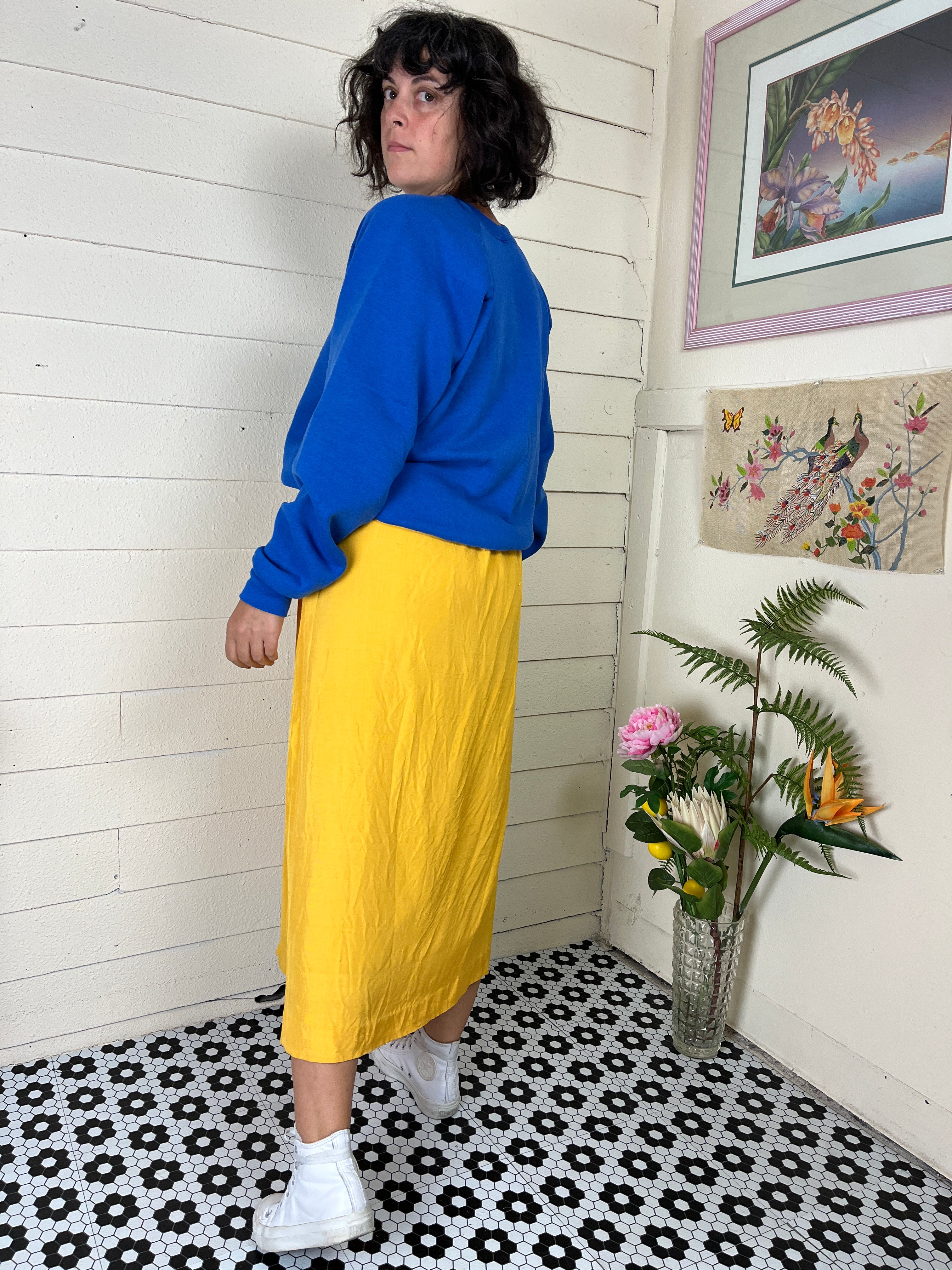 90s style yellow outlet skirt